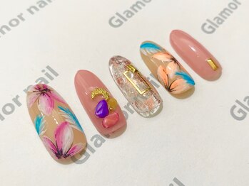 グラマーネイル(Glamor nail)/フラワー×ピンク