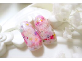 フラワー 押し花 春ネイル