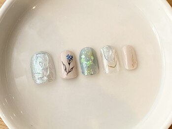 カラ ネイル 中津店(calla nail)/涼しげ♪ブルーフラワー.**