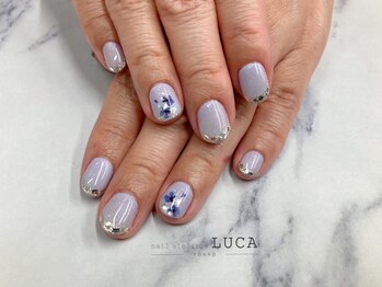 ネイルアトリエルカ(nail atelier LUCA)/W-853 大人可愛い押し花ネイル