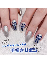 手描きリボンネイル♪