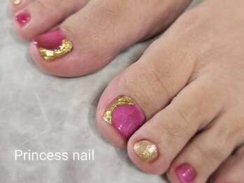 プリンセスネイル(Princess nail)/ボルドー×ゴールドミラー