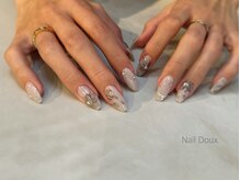 ネイル ドゥ 岡山駅前店(Nail Doux)/透け感フラワーネイル
