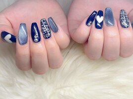 ツイードネイル/マグネット/青