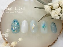 ネイルドール(Nail Doll)/押し花ブルー