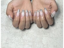 ガラス風ラメ増しフレンチ