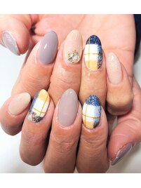 デニムチェック柄nail☆