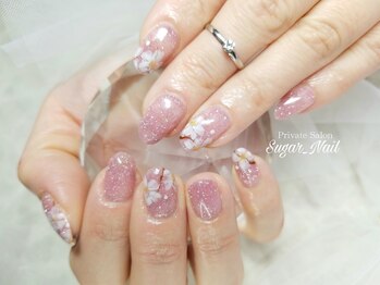 シュガーネイル(sugar nail)/桜&キラキラネイル