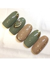 ライト ネイルズ ニシノミヤ(light nails NISHINOMIYA)/カーキネイル☆