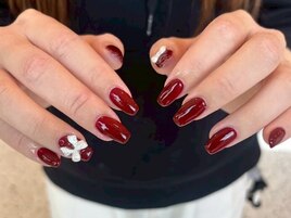 ボルドー/リボン/大人上品