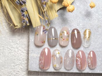 押し花×手描きフラワー