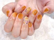 ラルネイル 大宮(Lull. nail)/#オレンジ#ブラウン#秋#花