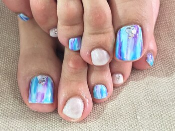 ラリュールネイル(L'Allure nail)/フットブルー系ネイル￥9900