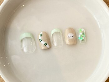 カラ ネイル 中津店(calla nail)/ゆるふわワンちゃんネイル♪
