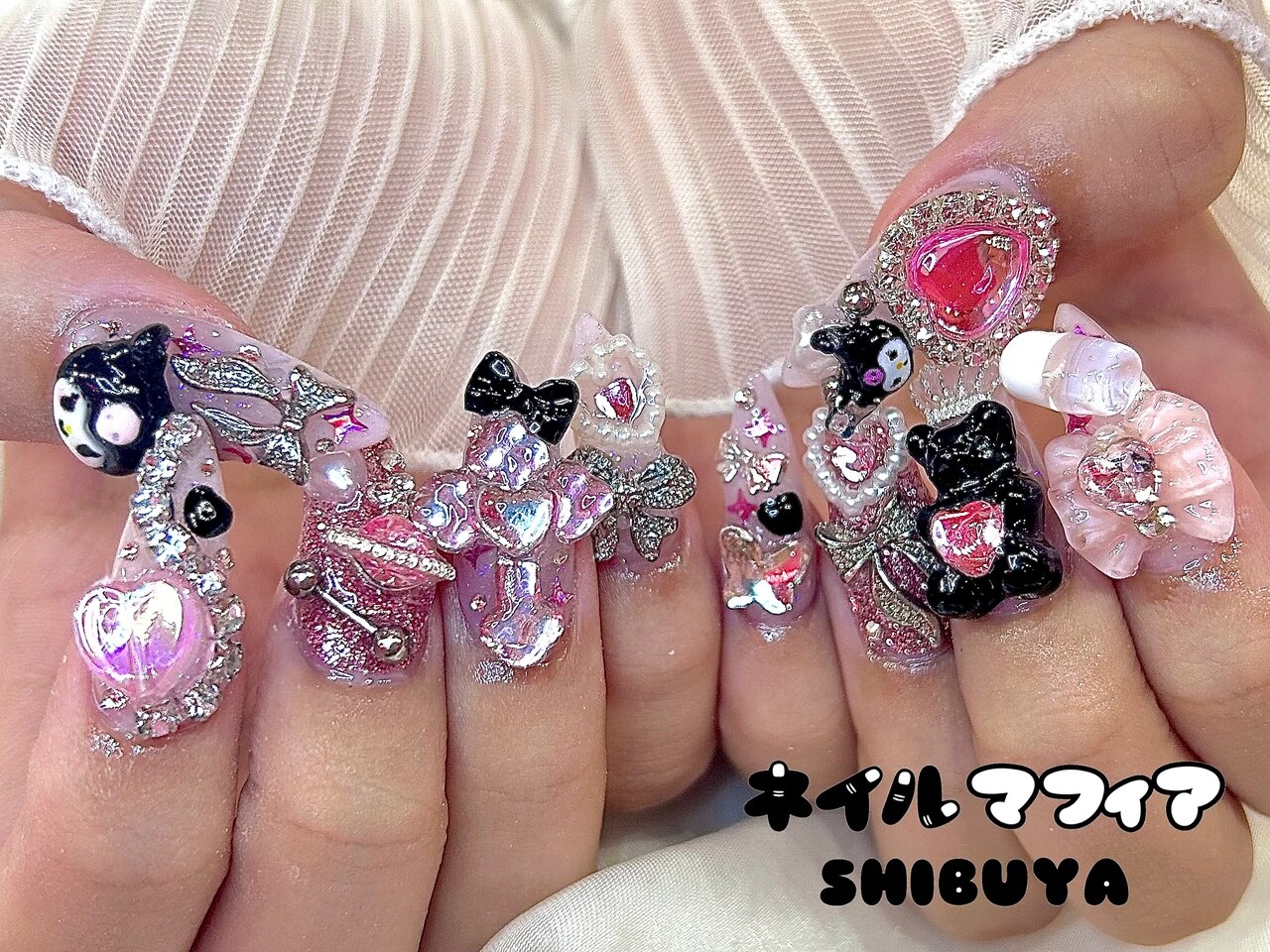 オーダーネイルチップ♡白ホワイトフレンチガーリー量産型姫