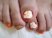 アミュリー ネイル アトリエ(Amury nail atelier)/ハイビスカス オレンジ 大人