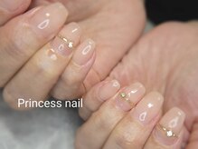 プリンセスネイル(Princess nail)/ベージュ×ミラーリング