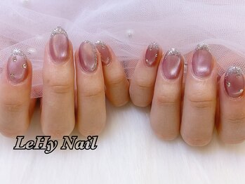 レヒネイル(LeHy nail)/マグネット×ラメフレンチネイル