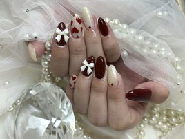 【Miyu】ハートボルドーネイル