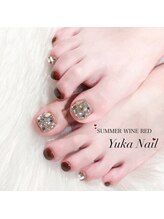 ユカネイル(Yuka Nail)/ワインレッド×埋めつくしネイル