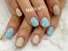 ネイルズアリー 立川店(Nails ally)/水滴ネイル×囲みメタリック