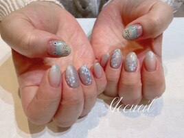 紫陽花とカエルネイル
