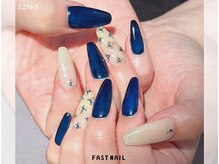 ファストネイル 関内店(FAST NAIL)/ヴィンテージ/ビジュー/ネイビー