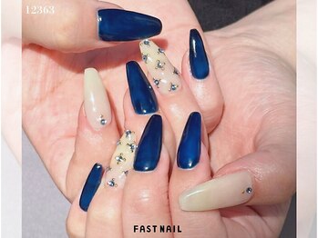 ファストネイル 関内店(FAST NAIL)/ヴィンテージ/ビジュー/ネイビー