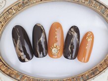 ネイルサロン あかねいろ/秋冬　ニュアンスアートブラウン