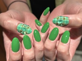 チェックリボンネイル