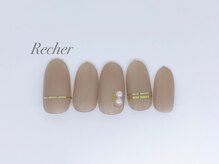 ネイルサロンリシェ 烏丸御池(Recher)/ベージュ×パールのシンプル