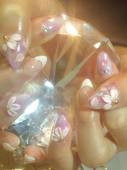 マイネイルアンドアイラッシュ(MyNail&Eyelash)/3Ｄ桜×ミラーネイル
