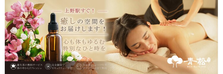 青松SPA~上野御徒町【足ツボ・整体・アロマ・よもぎ蒸し】【8月上旬 NEWOPEN(予定)】のサロンヘッダー