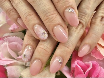 ディーネイル 京橋(D-nail)/立和名/シンプルフラワーネイル