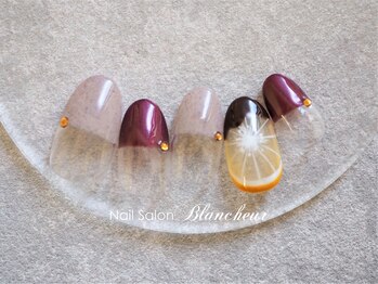 ネイルサロン ブランシュール(Nail Salon Blancheur)/ハーフフレンチ＆オレンジチョコ