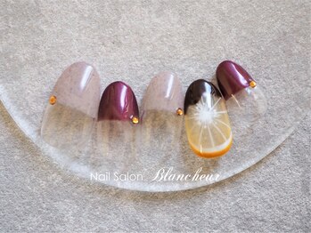 ネイルサロン ブランシュール(Nail Salon Blancheur)/ハーフフレンチ&オレンジチョコ