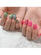 ブラン(blanc)/グリーン×ピンクマグネット