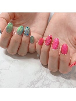 ブラン(blanc)/グリーン×ピンクマグネット