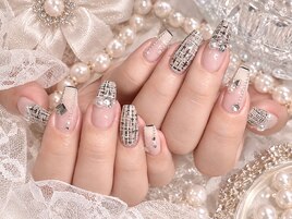 ツイードネイル　ブラウン