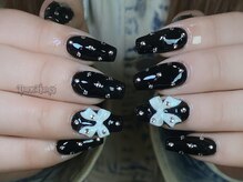 ダークハニー 原宿店(Dark Honey)/ブラックドットストーンネイル☆