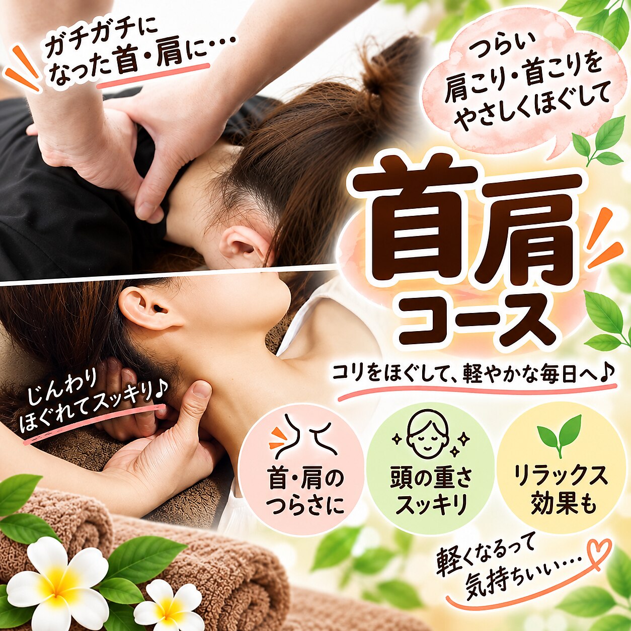 ★人気NO.1 【肩・首 】改善コース 肩もみ30分+首こり15分 通常5,500円