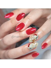 _____赤ワンカラーネイル