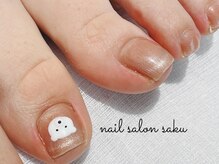 サク(saku)/手描きくま/フットネイル