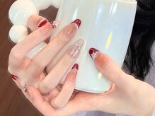 ナユキネイル 渋谷店(NA.YUKI NAIL)/キラキラストーンxボルドー