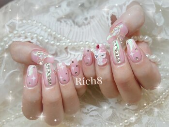ネイルアンドまつげエクステ リッチエイト 原宿店(Rich8)/Y2Kキティピンクオーロラネイル