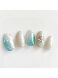 夏　オーロラネイル　タイダイ