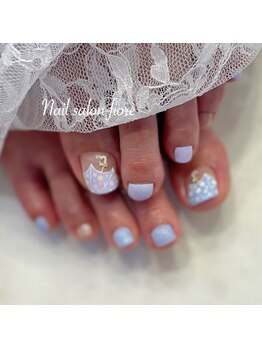 梅雨のフットジェル 傘ネイル