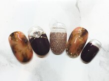 ラリュールネイル(L'Allure nail)/秋カラーべっ甲ネイル￥8200