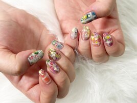 チェック★小花ネイル