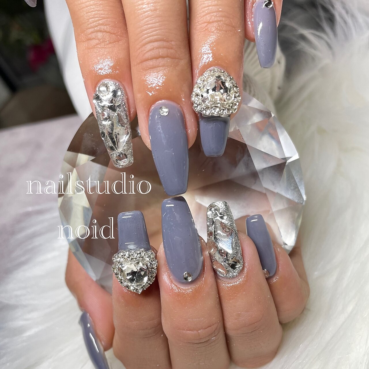 ネイルチップ オーダー ミラー ぷっくりリボン マグネット 韓国 埋めつくし オーダー】ネイルチップ リボン マグネット 埋め尽くし Hiori